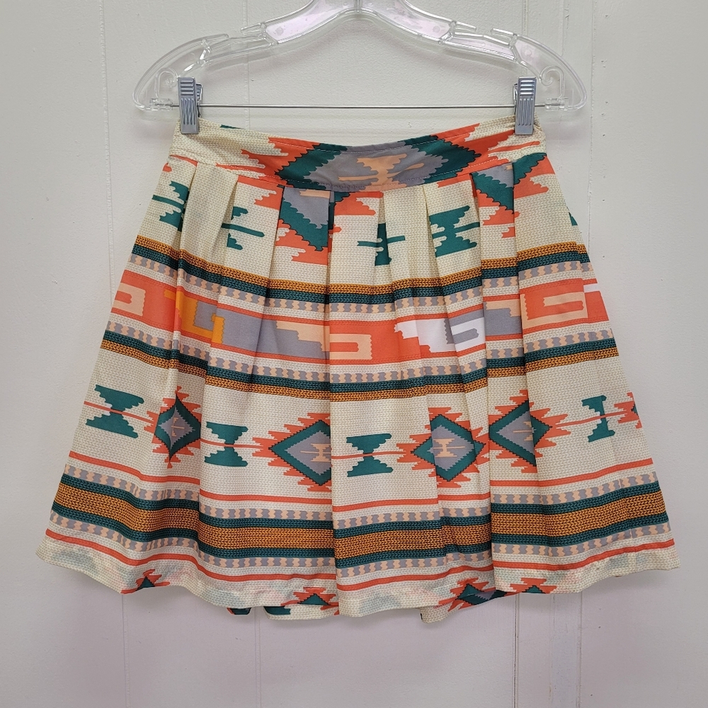 Freeway Southwest Print Pleated Skirt